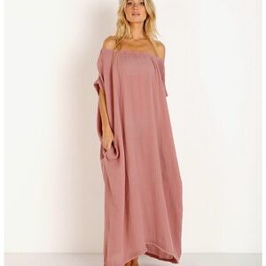 Pink Off-Shoulder Maxi Dress